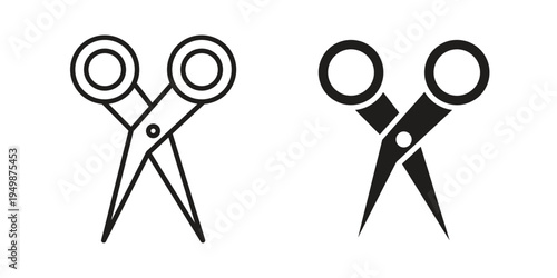 Hairdresser scissors icon element for graphic designs. line and flat symbols