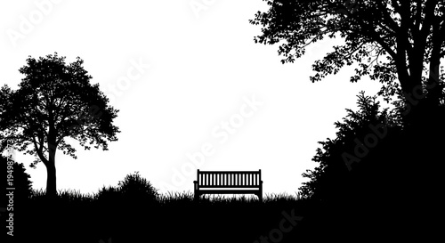 Silhouette of a Park Bench Alone.
