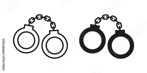 Handcuffs icon element for graphic designs. line and flat symbols