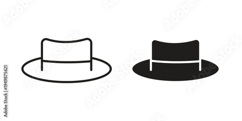 Hat icon element for graphic designs. line and flat symbols