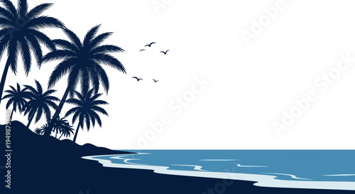 Silhouette of palm trees on beach.