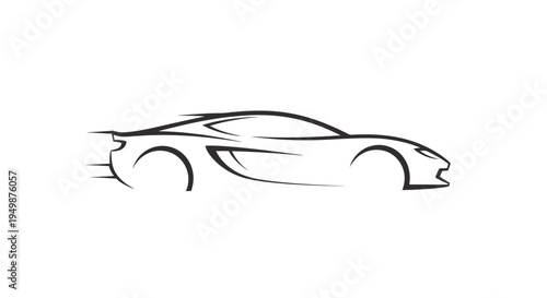 Speeding sports car side view.