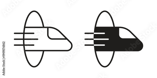 Hyperloop icon element for graphic designs. line and flat symbols