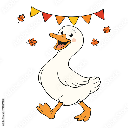 Pumpkin Farmer Goose illustration, Fall Silly Goose Clipart, Cute Autumn Goose Design, Funny Fall Pumpkin Animal Art