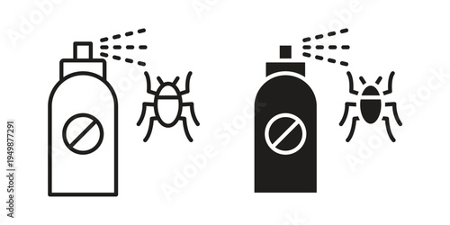 Insecticide icon element for graphic designs. line and flat symbols