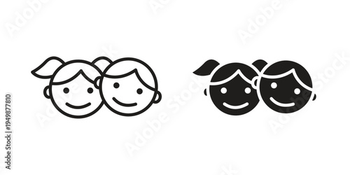 Kids and child friendly icon element for graphic designs. line and flat symbols