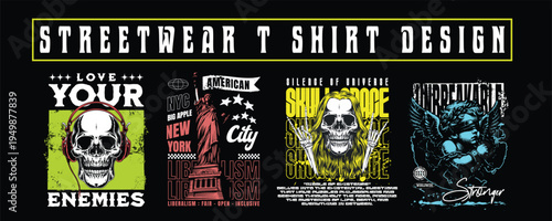Urban Streetwear T-Shirt Design Bundle – Graffiti Typography Graphic Pack