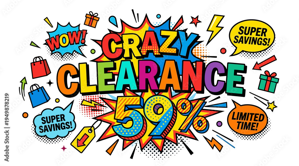 Fototapeta premium Crazy Clearance Sale Pop Art Graphic