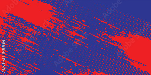 Abstract Blue and Red Grunge Halftone Background