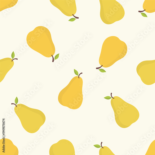 Seamless pattern with yellow pears