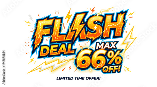 Flash Deal Max 66% Off Sales Banner