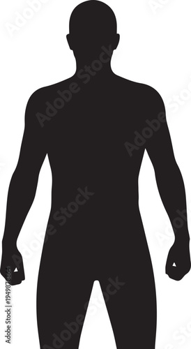 Anatomy male body silhouette vector illustration showing human form with clean line art edge