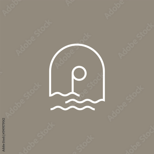 p niche door window water wave logo vector icon illustration