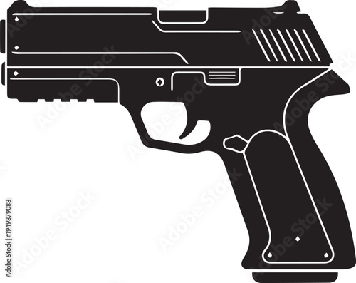 Handgun silhouette vector illustration for security and defense