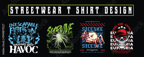 Urban Streetwear T-Shirt Design Bundle – Graffiti Typography Graphic Pack