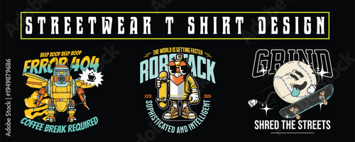 Urban Streetwear T-Shirt Design Bundle – Graffiti Typography Graphic Pack