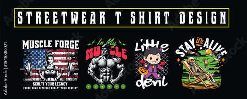 Urban Streetwear T-Shirt Design Bundle – Graffiti Typography Graphic Pack