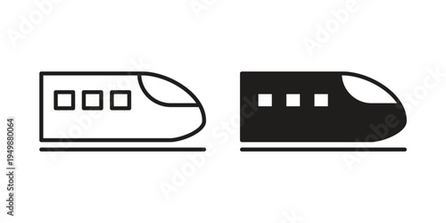 Metro train icon element for graphic designs. line and flat symbols