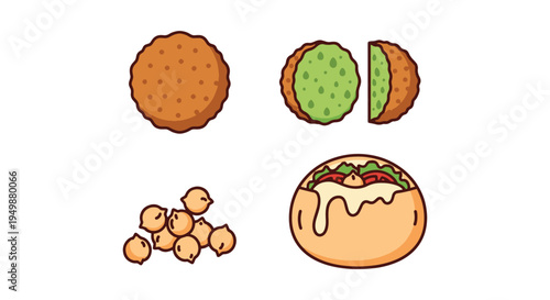 Egyptian Falafel Line art modern fluid abstract vector