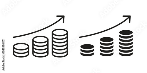 Money increase Icon element for graphic designs. line and flat symbols