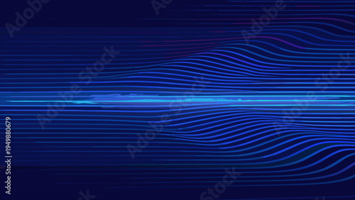 Abstract wavy lines in shades of blue and purple create a dynamic background