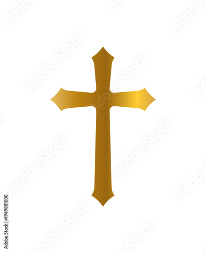 gold cross icon, isolated on a white background,