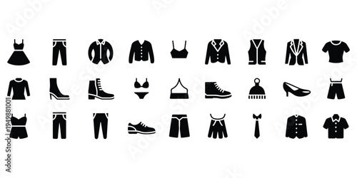 Black Icons of Clothing and Footwear for Men and Women fashion apparel