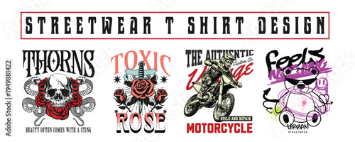 Urban Streetwear T-Shirt Design Bundle – Graffiti Typography Graphic Pack