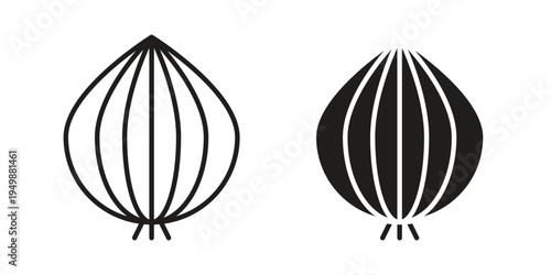 Onion icon element for graphic designs. line and flat symbols
