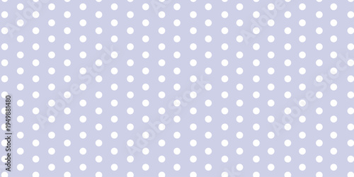 Seamless lavender purple background with white polka dot pattern. Minimalist aesthetic pastel wallpaper for textile, wrapping paper, and digital design. Vector Illustration.