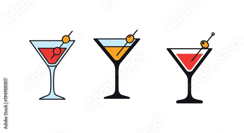 Dry Martini Line art vector abstract modern color design