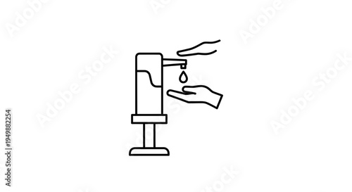 Automatic Soap Dispenser Icon: Hands Under Sensor for Hygiene and Cleanliness