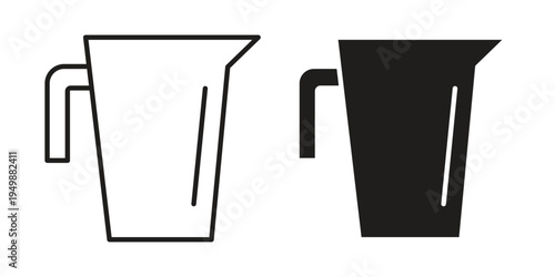 Pitcher icon element for graphic designs. line and flat symbols