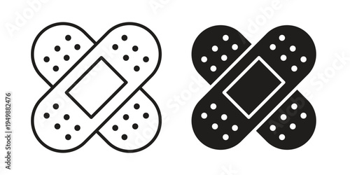 Plaster icon element for graphic designs. line and flat symbols