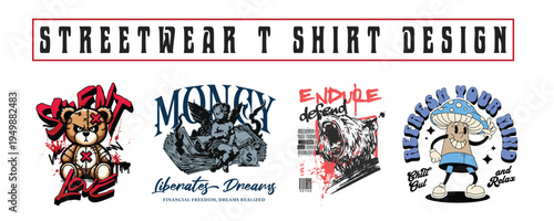 Urban Streetwear T-Shirt Design Bundle – Graffiti Typography Graphic Pack