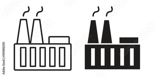 Power plant icon element for graphic designs. line and flat symbols