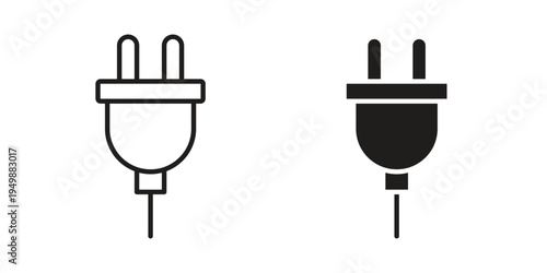 Power plug electric cord icon element for graphic designs. line and flat symbols