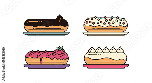 Eclair Plate Line art vector dynamic smooth abstract illustration
