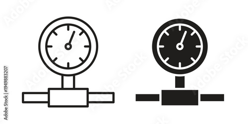 Pressure Gauge icon element for graphic designs. line and flat symbols
