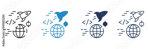 Accelerator icon sheet, vector set of speed control and gas pedal symbols, black and white icons for automotive dashboard, vehicle performance, engine acceleration