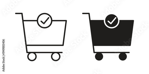 Purchase order icon element for graphic designs. line and flat symbols
