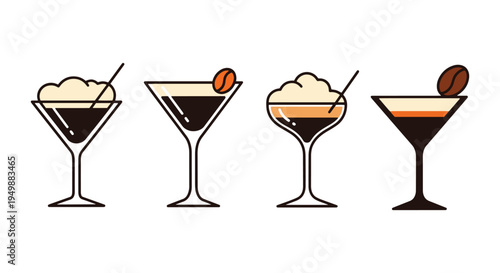 Espresso Martini Line art colorful creative abstract illustration