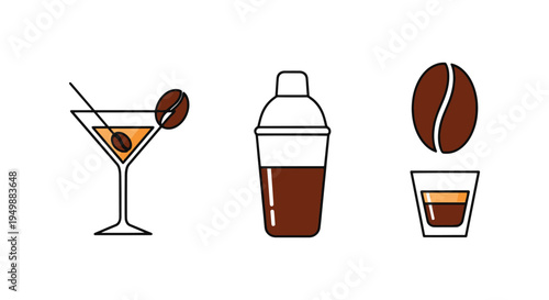 Espresso Martini Line art soft elegant abstract artwork illustration