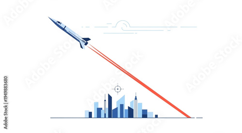Rocket Launching Over City Skyline - A Symbol of Progress.