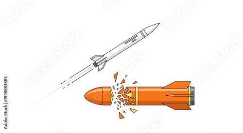 Illustration of a Missile Intercepting and Destroying Another Missile.