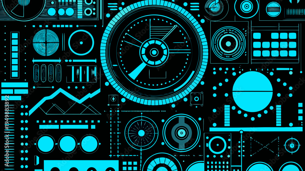 Fototapeta premium Abstract blueprint of futuristic technology and complex mechanical elements