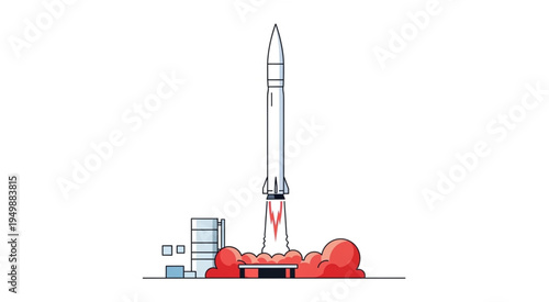 Rocket Launch Illustration - A Symbol of Technological Advancement and Space Exploration.