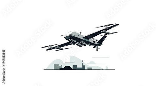 Illustration of a Flying Drone with a Unique Design.