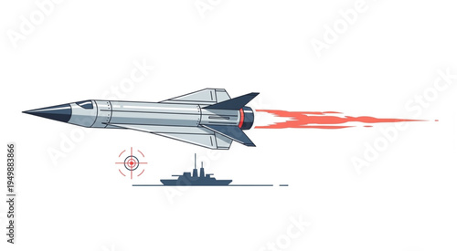 Detailed Illustration of a Supersonic Anti-Ship Missile in Flight.