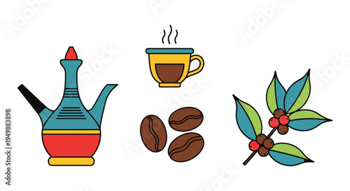 Ethiopian Coffee Line art minimal creative abstract illustration